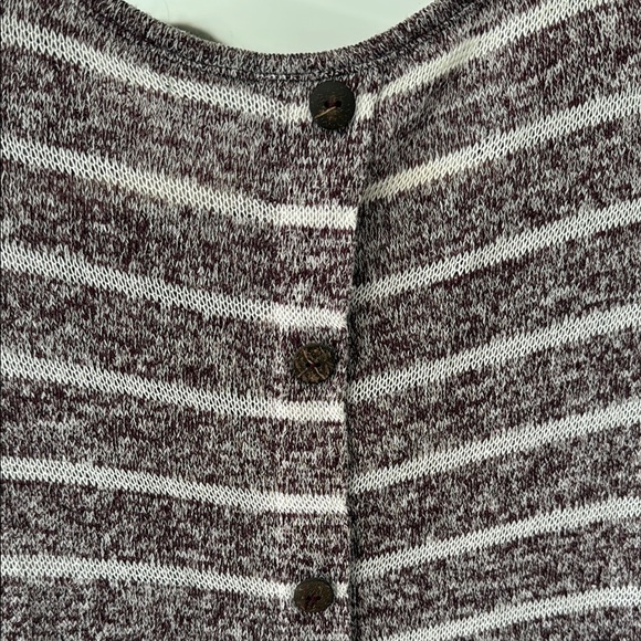 Cato Purple Long Sleeve Striped Sweater with Button Accents and Elbow Patches - Picture 6 of 6